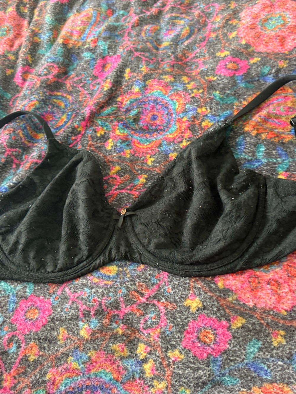 Victoria's Secret Black Lace Underwire Bra with Sparkle Detail